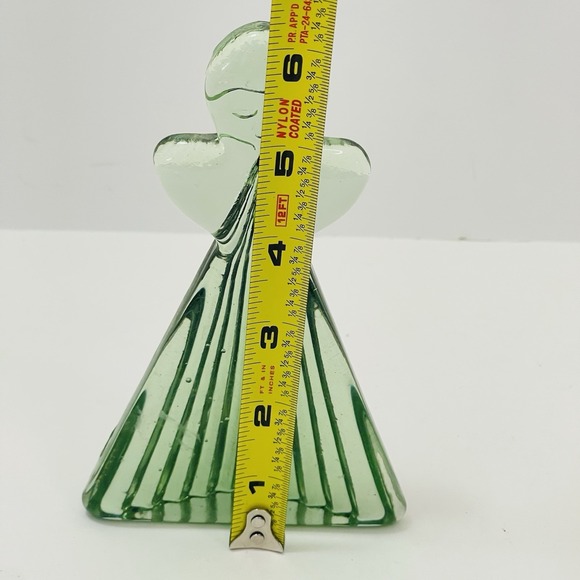 Thuringian Lauscha Glassworks Angel Pleated Shirt Figurine Forest Glass Green - Picture 8 of 9